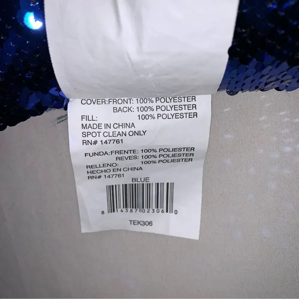 Blue Silver Reversible Flip Sequin Throw Pillow Color Changing Decor Home Bed